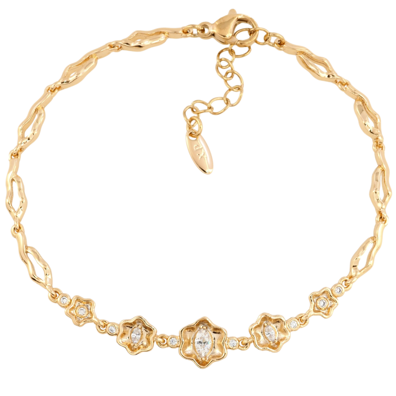 Браслет Xuping Позолота 18K Цветочный узор размер с доп. цепочкой 18-21см х 4мм фото №1 Браслет Xuping Позолота 18K Цветочный узор размер с доп. цепочкой 18-21см х 4мм фото №1