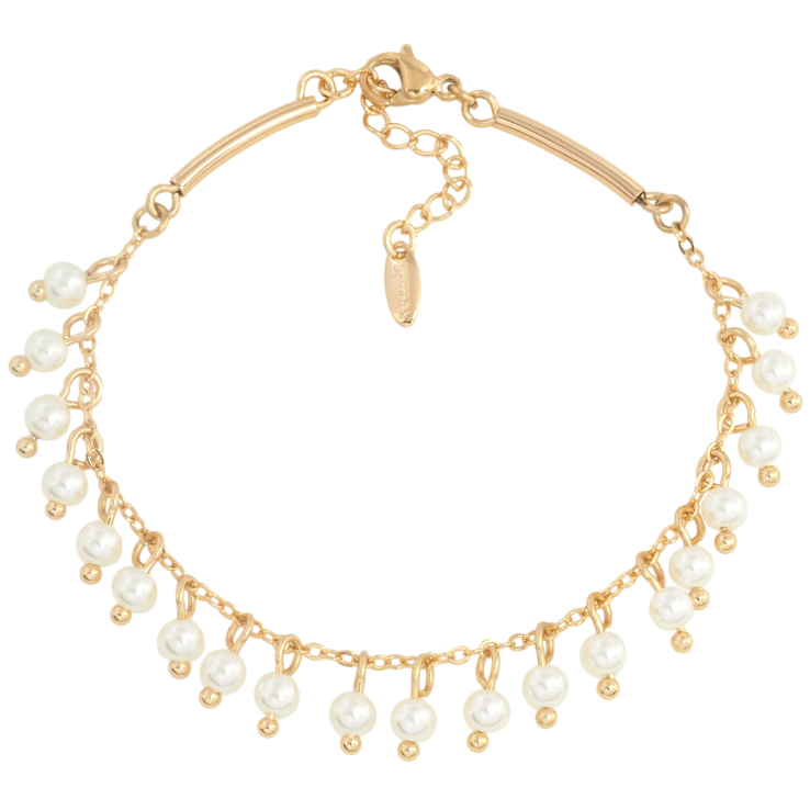 Браслет Xuping Позолота 18K Цепочка с жемчужными подвесками размер с доп. цепочкой 17-20.5см х 2мм фото №10 Браслет Xuping Позолота 18K Цепочка с жемчужными подвесками размер с доп. цепочкой 17-20.5см х 2мм фото №10