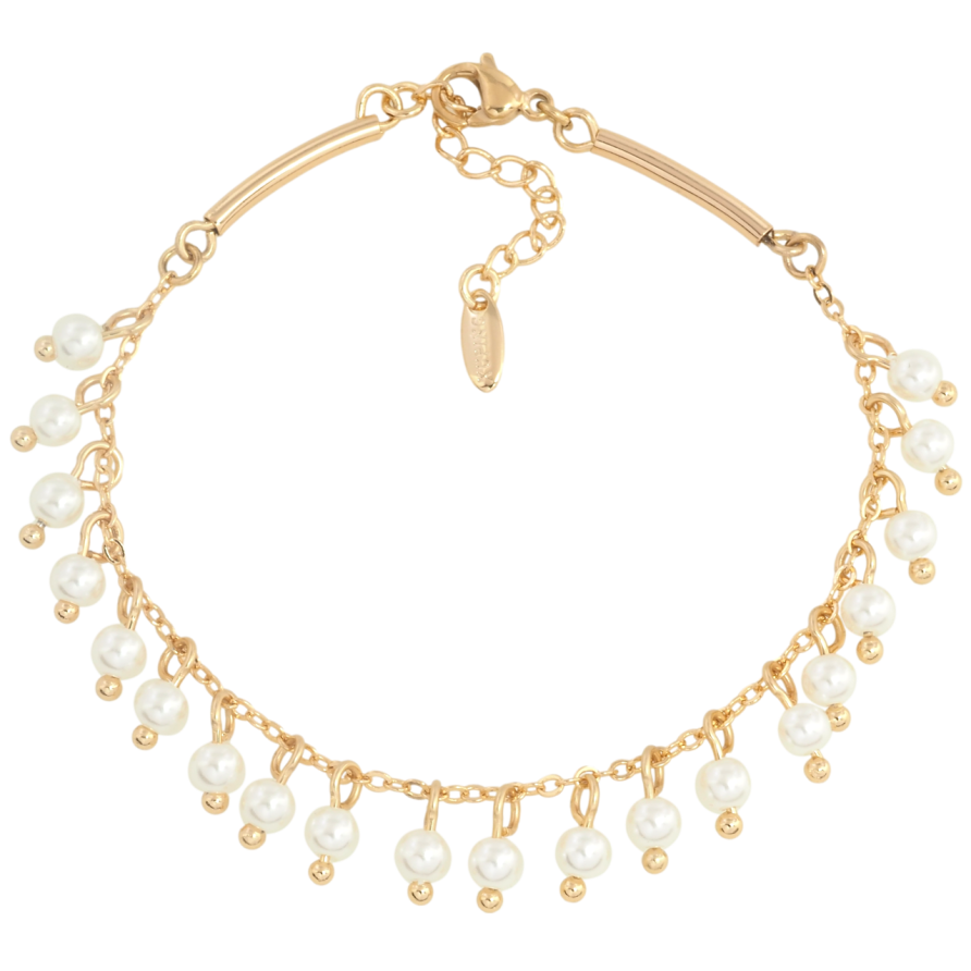 Браслет Xuping Позолота 18K Ланцюжок з перлинними підвісками довжина з дод. ланцюжком 17-20.5см х 2мм фото №1