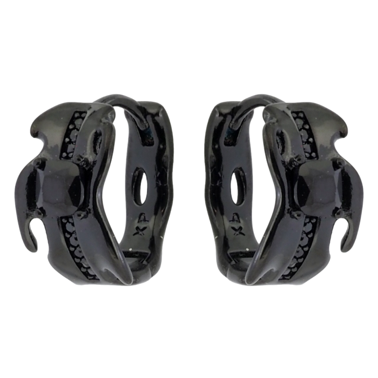 Сережки Xuping Позолота Black (чорне золото) колечка Декоративний візерунок з чорним цирконієм фото №2