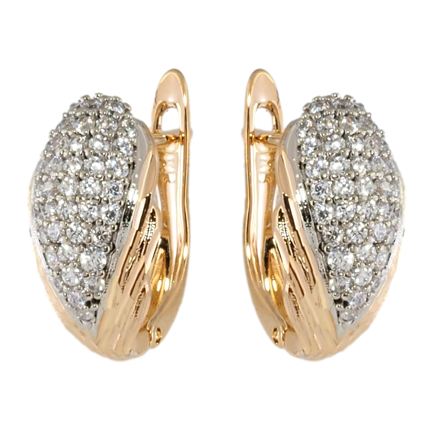 Сережки Xuping Позолота 18K + Родій англійський замок Інкрустація цирконієм фото №1