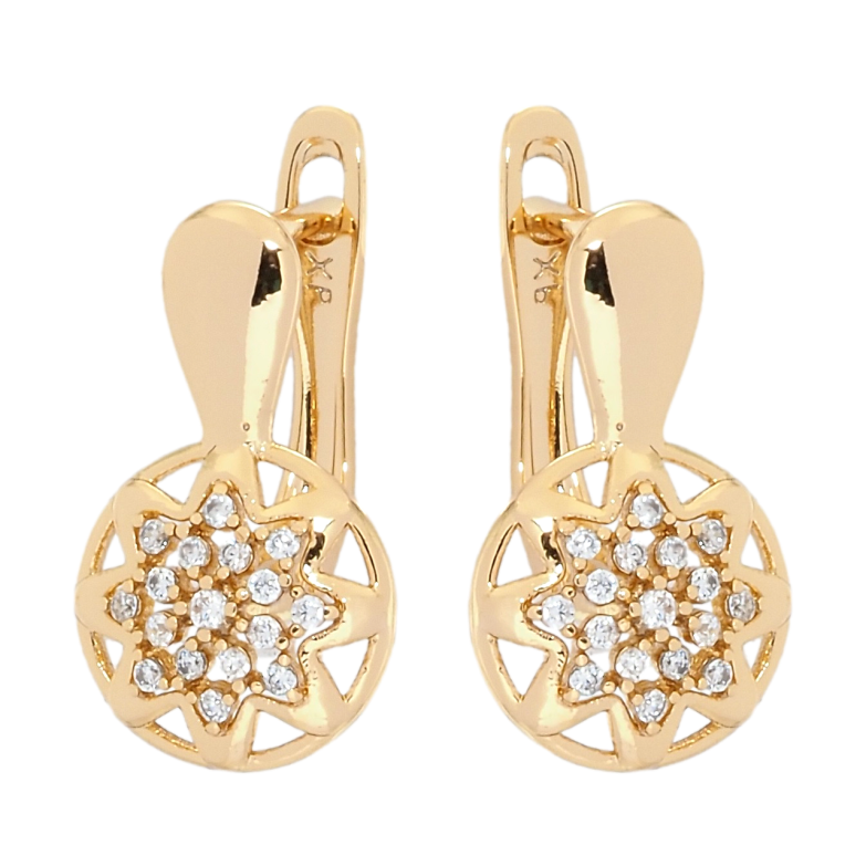 Сережки Xuping Позолота 18K англійський замок Квітковий візерунок з цирконієм фото №1 Сережки Xuping Позолота 18K англійський замок Квітковий візерунок з цирконієм фото №1