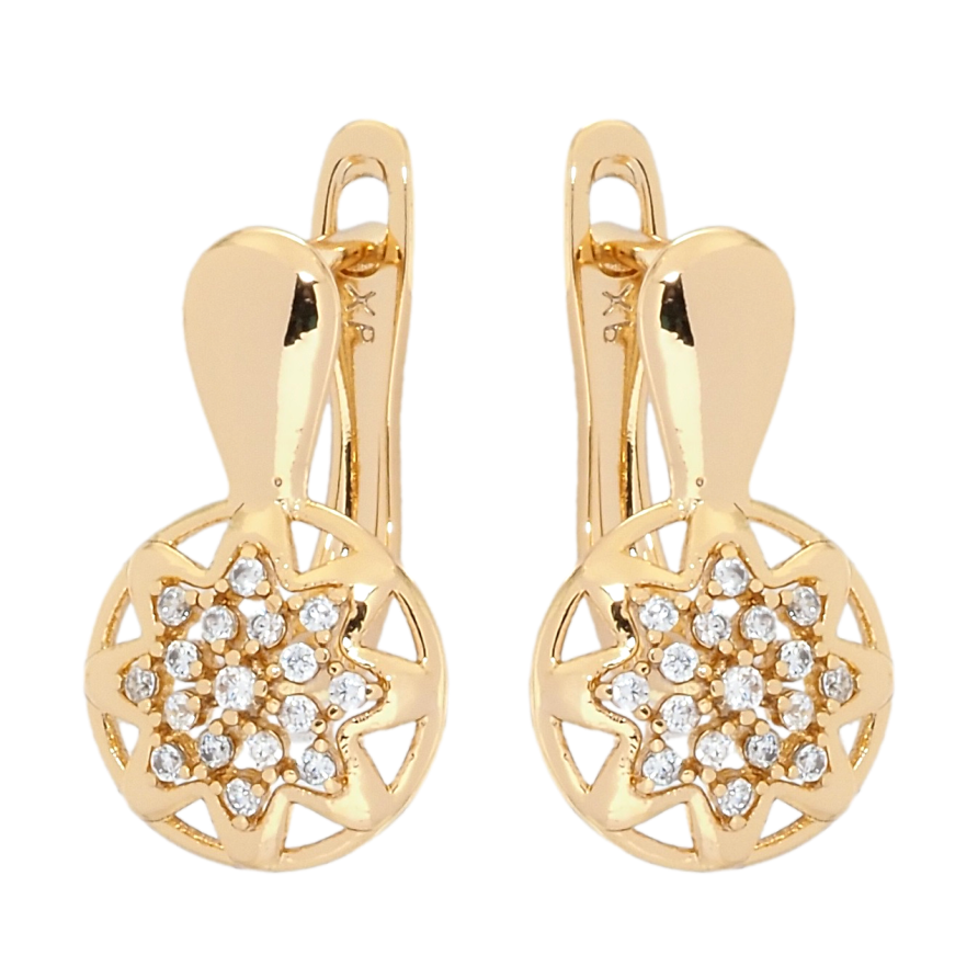 Серьги Xuping Позолота 18K английский замок Цветочный узор с цирконием фото №1 Серьги Xuping Позолота 18K английский замок Цветочный узор с цирконием фото №1