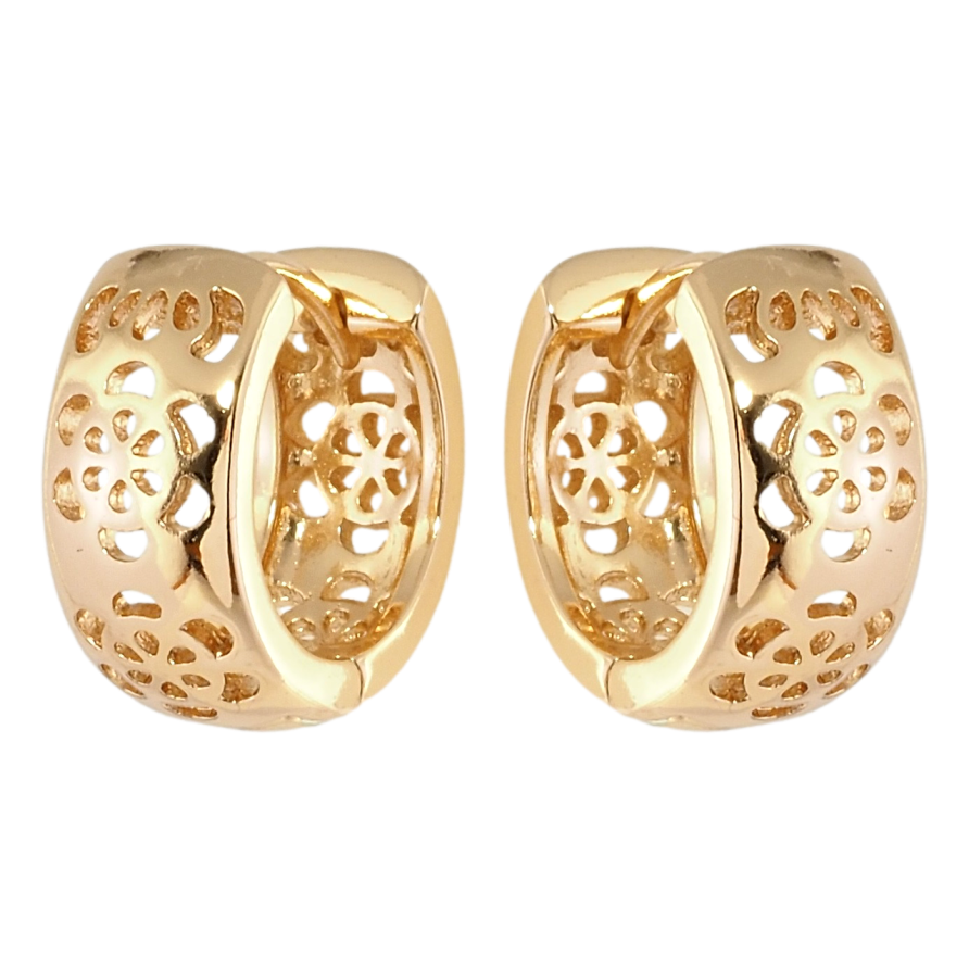 Серьги Xuping Позолота 18K колечки Резной цветочный орнамент фото №1 Серьги Xuping Позолота 18K колечки Резной цветочный орнамент фото №1