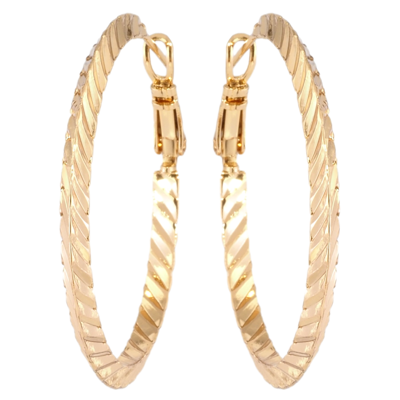 Сережки Xuping Позолота 18K кільця (конго) Плоскі з декоративним візерунком ø 4см фото №1 Сережки Xuping Позолота 18K кільця (конго) Плоскі з декоративним візерунком ø 4см фото №1