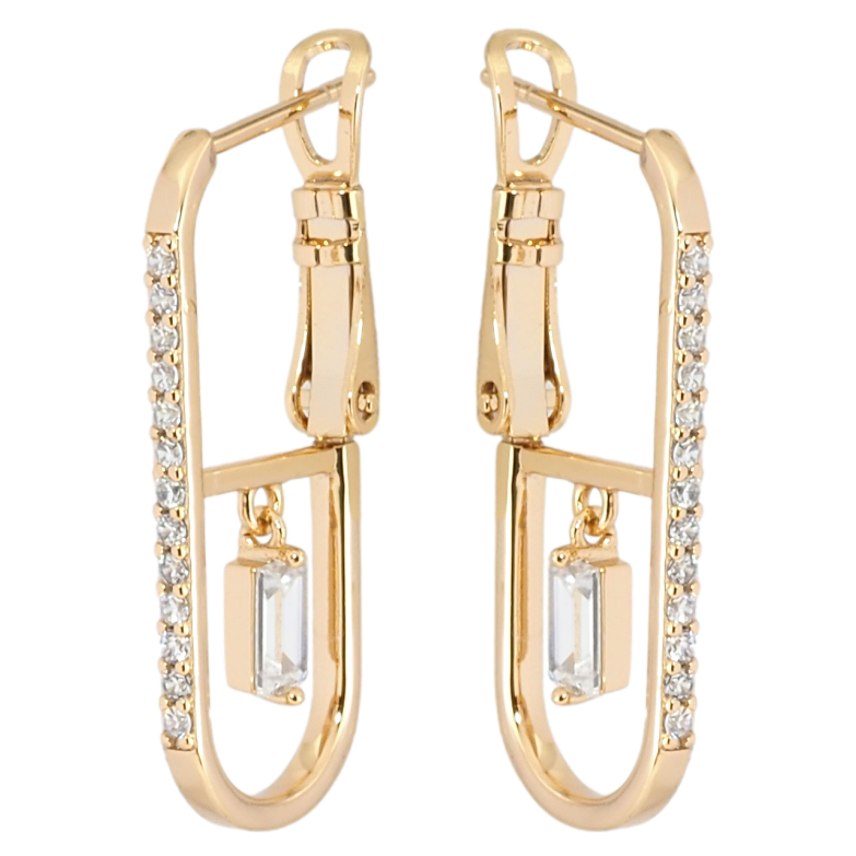 Серьги Xuping Позолота 18K итальянский замок Узор с дорожкой циркония и кристальной подвеской фото №1