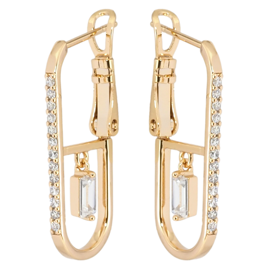 Серьги Xuping Позолота 18K итальянский замок Узор с дорожкой циркония и кристальной подвеской фото №1