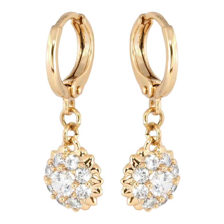 Серьги Xuping Позолота 18K подвески на колечках Кристальные цветочки фото №1