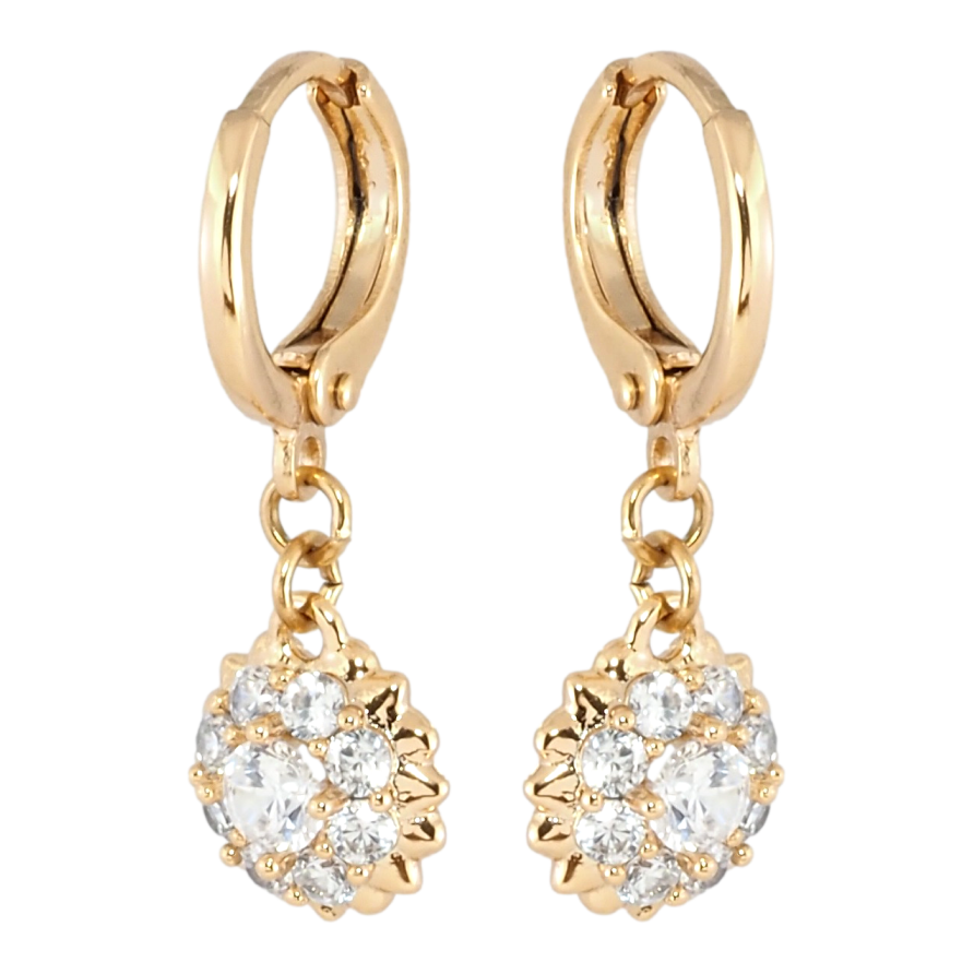 Серьги Xuping Позолота 18K подвески на колечках Кристальные цветочки фото №1