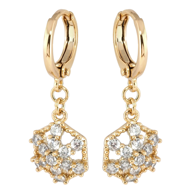 Серьги Xuping Позолота 18K подвески на колечках Звезды из циркония фото №1