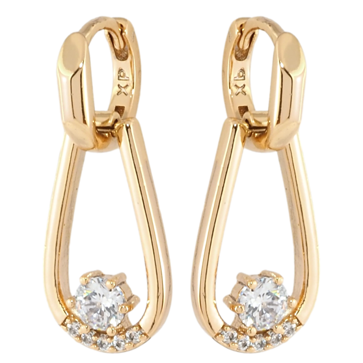 Серьги Xuping Позолота 18K подвески на колечках Петельки с цирконием фото №17