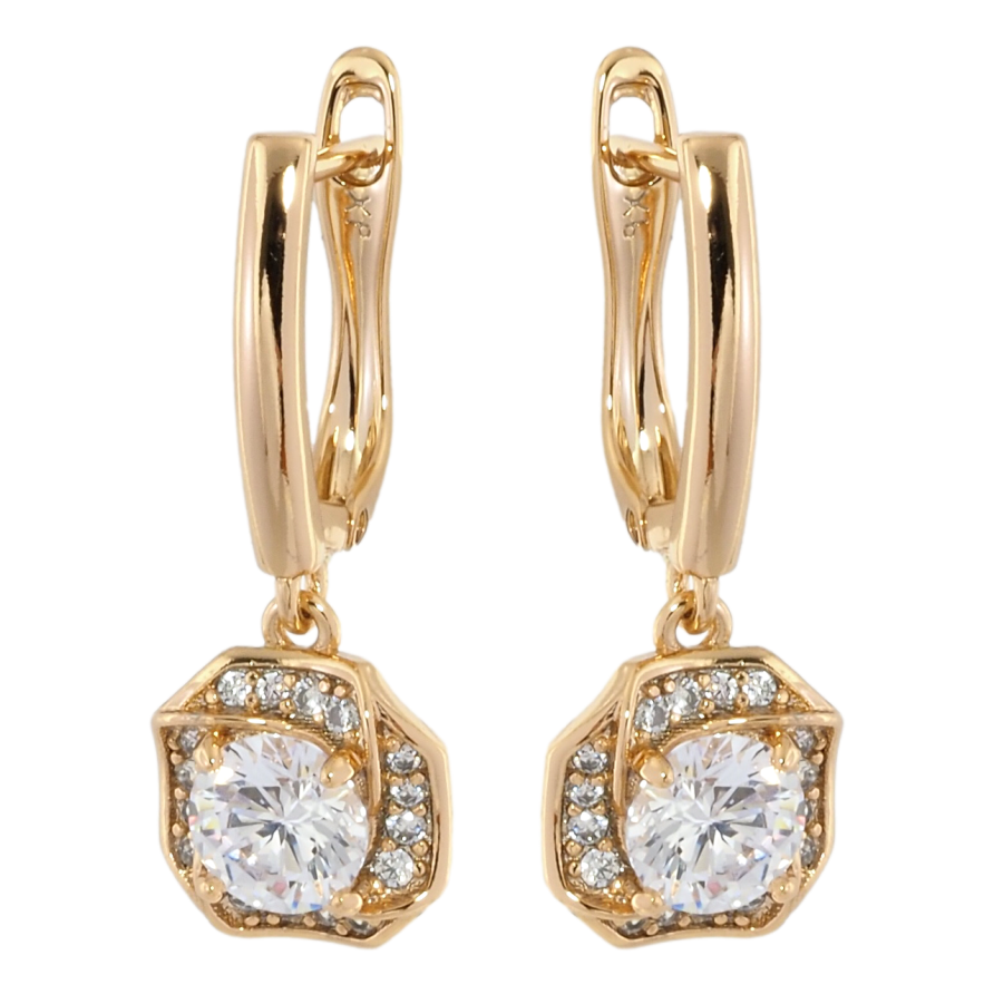 Серьги Xuping Позолота 18K английский замок Декоративные подвески с цирконием фото №1 Серьги Xuping Позолота 18K английский замок Декоративные подвески с цирконием фото №1