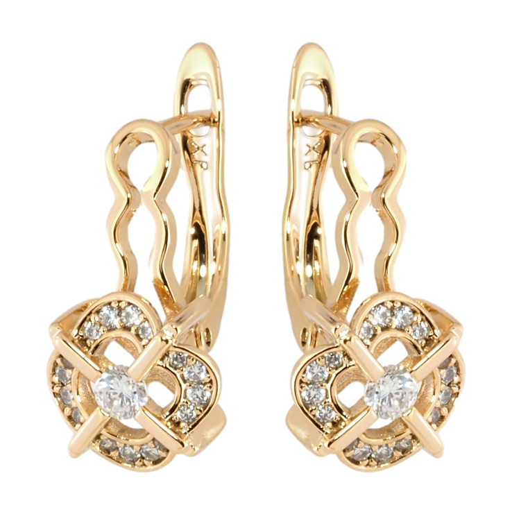Серьги Xuping Позолота 18K английский замок Цветочный узор с цирконием фото №9 Серьги Xuping Позолота 18K английский замок Цветочный узор с цирконием фото №9