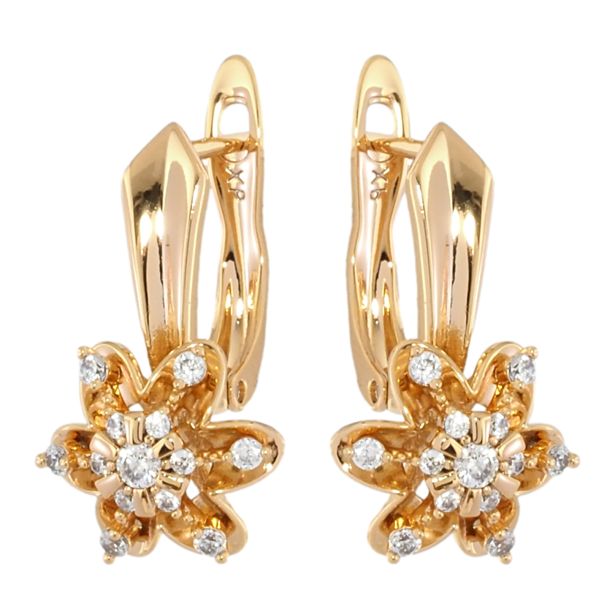 Серьги Xuping Позолота 18K английский замок Цветочки с цирконием фото №1 Серьги Xuping Позолота 18K английский замок Цветочки с цирконием фото №1