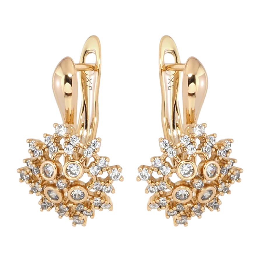 Сережки Xuping Позолота 18K англійський замок Інкрустація цирконієм фото №1