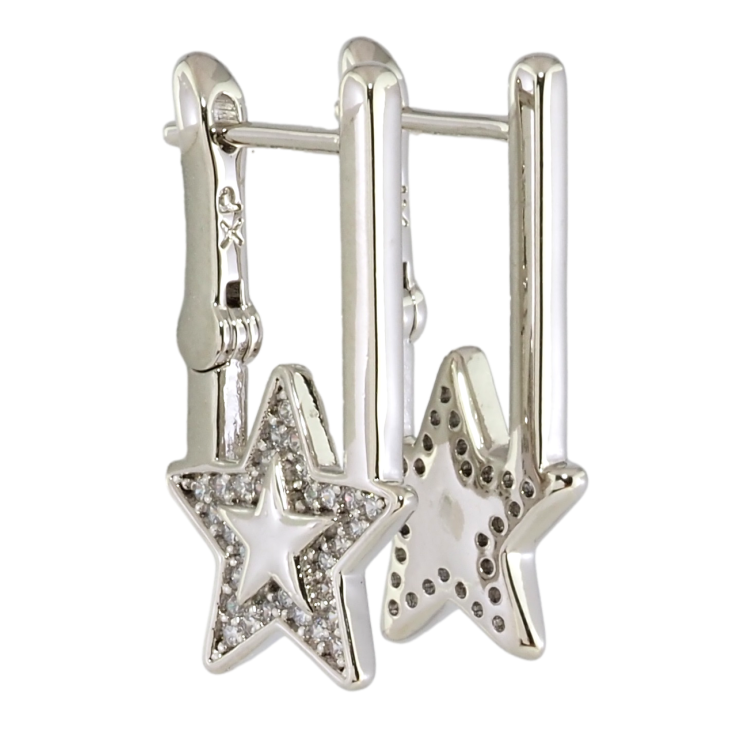 Серьги Xuping Родий английский замок Боковой узор звезды фото №8 Серьги Xuping Родий английский замок Боковой узор звезды фото №8
