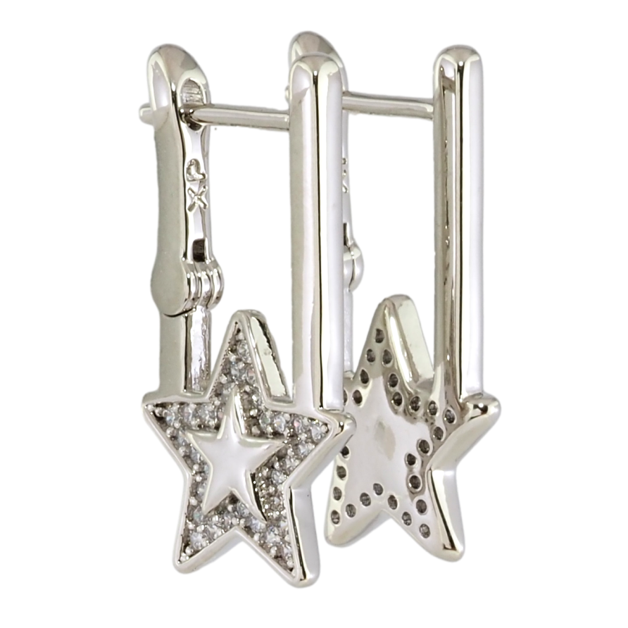 Сережки Xuping Родій англійський замок Бічний візерунок зірки фото №1 Сережки Xuping Родій англійський замок Бічний візерунок зірки фото №1