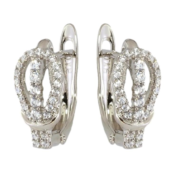 Серьги Xuping Родий английский замок Декоративные петельки с цирконием фото №7 Серьги Xuping Родий английский замок Декоративные петельки с цирконием фото №7