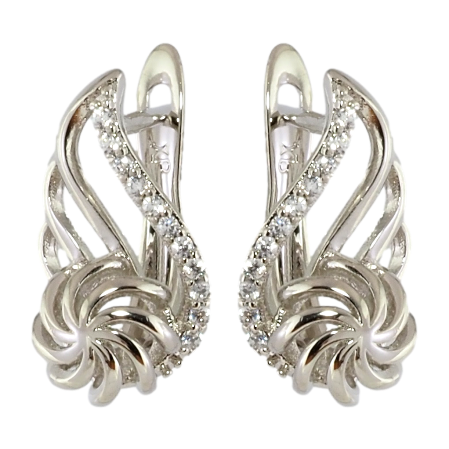 Серьги Xuping Родий английский замок Цветочный узор с цирконием фото №1 Серьги Xuping Родий английский замок Цветочный узор с цирконием фото №1