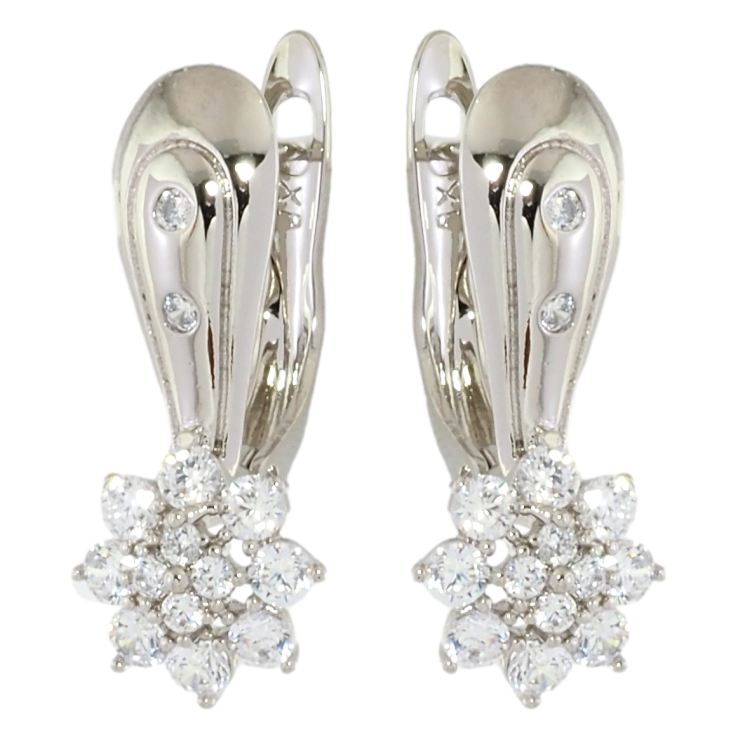 Серьги Xuping Родий английский замок Кристальные цветочки фото №25 Серьги Xuping Родий английский замок Кристальные цветочки фото №25