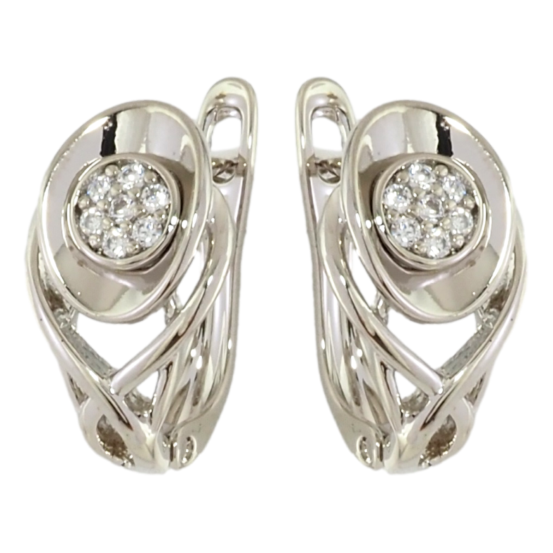 Серьги Xuping Родий английский замок Декоративный узор с цирконием фото №3 Серьги Xuping Родий английский замок Декоративный узор с цирконием фото №3