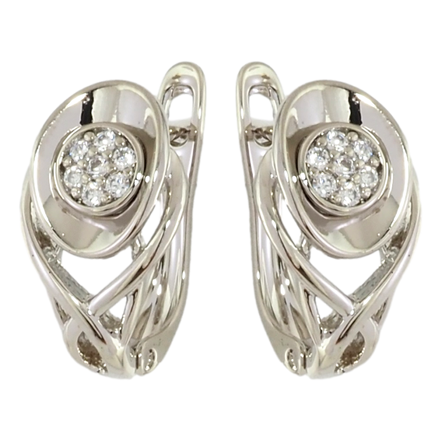 Серьги Xuping Родий английский замок Декоративный узор с цирконием фото №1 Серьги Xuping Родий английский замок Декоративный узор с цирконием фото №1