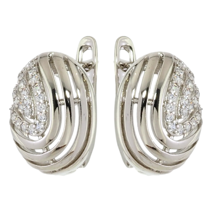 Серьги Xuping Родий английский замок Декоративный узор с цирконием фото №2 Серьги Xuping Родий английский замок Декоративный узор с цирконием фото №2