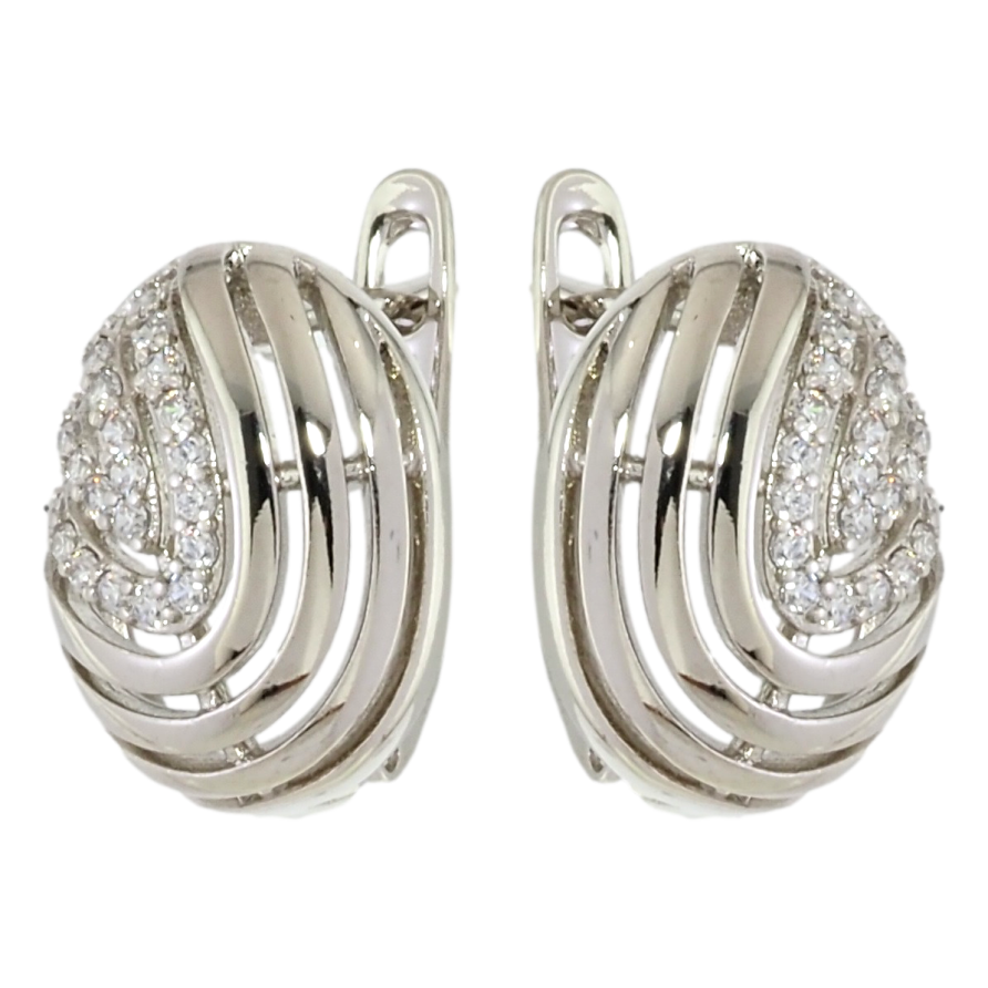 Серьги Xuping Родий английский замок Декоративный узор с цирконием фото №1 Серьги Xuping Родий английский замок Декоративный узор с цирконием фото №1