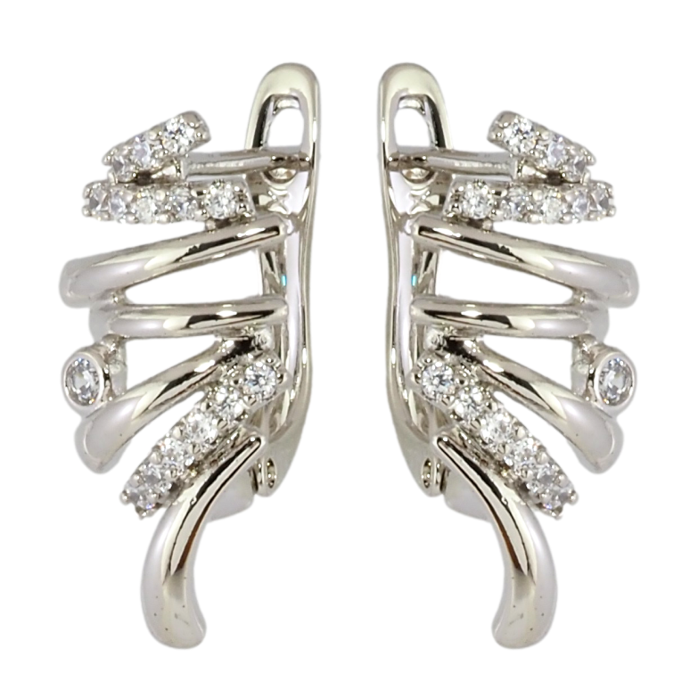 Серьги Xuping Родий английский замок Декоративный узор с цирконием фото №2 Серьги Xuping Родий английский замок Декоративный узор с цирконием фото №2