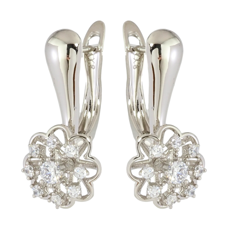 Серьги Xuping Родий английский замок Цветочки с цирконием фото №13 Серьги Xuping Родий английский замок Цветочки с цирконием фото №13