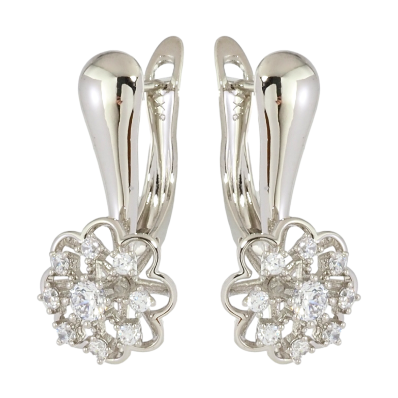 Сережки Xuping Родій англійський замок Квіточки з цирконієм фото №1 Сережки Xuping Родій англійський замок Квіточки з цирконієм фото №1