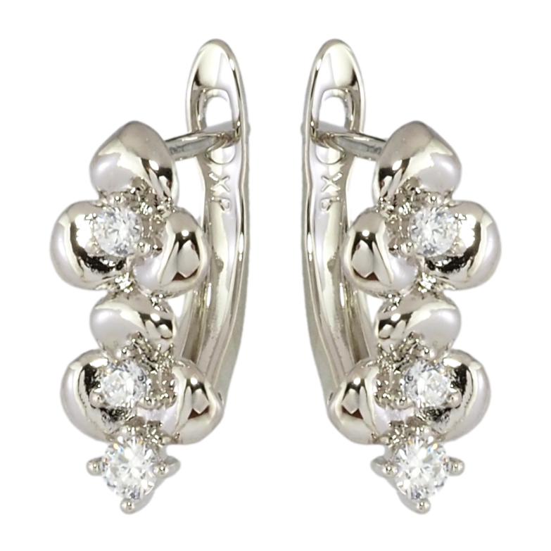 Серьги Xuping Родий английский замок Цветочки с цирконием фото №1 Серьги Xuping Родий английский замок Цветочки с цирконием фото №1