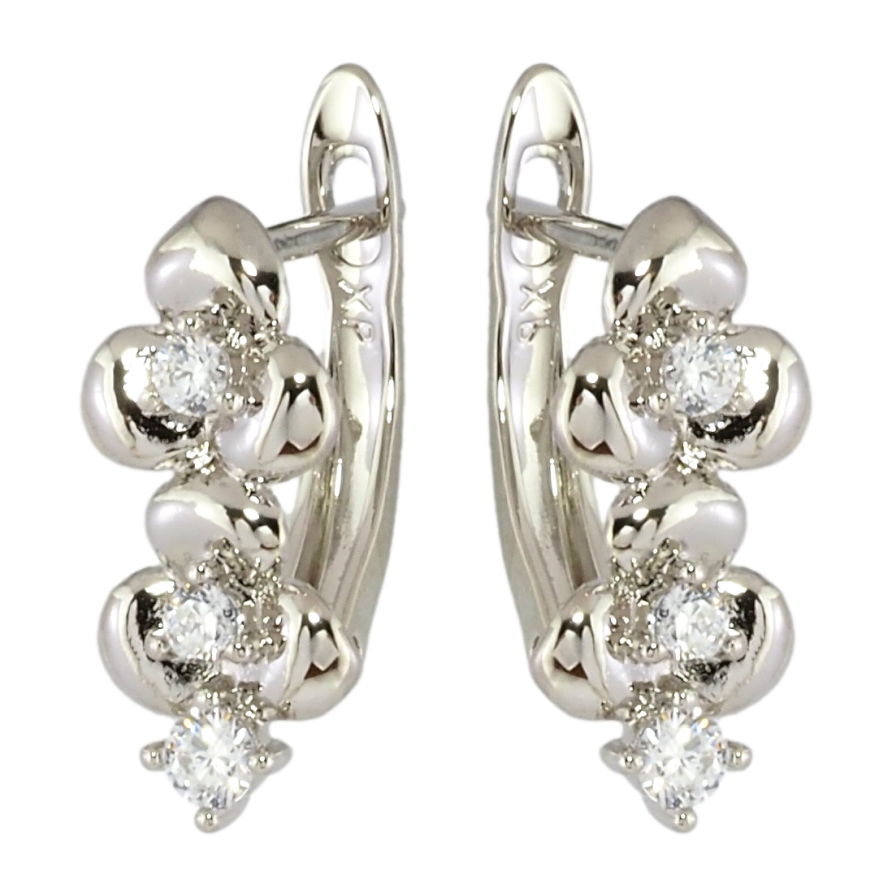 Серьги Xuping Родий английский замок Цветочки с цирконием фото №1 Серьги Xuping Родий английский замок Цветочки с цирконием фото №1