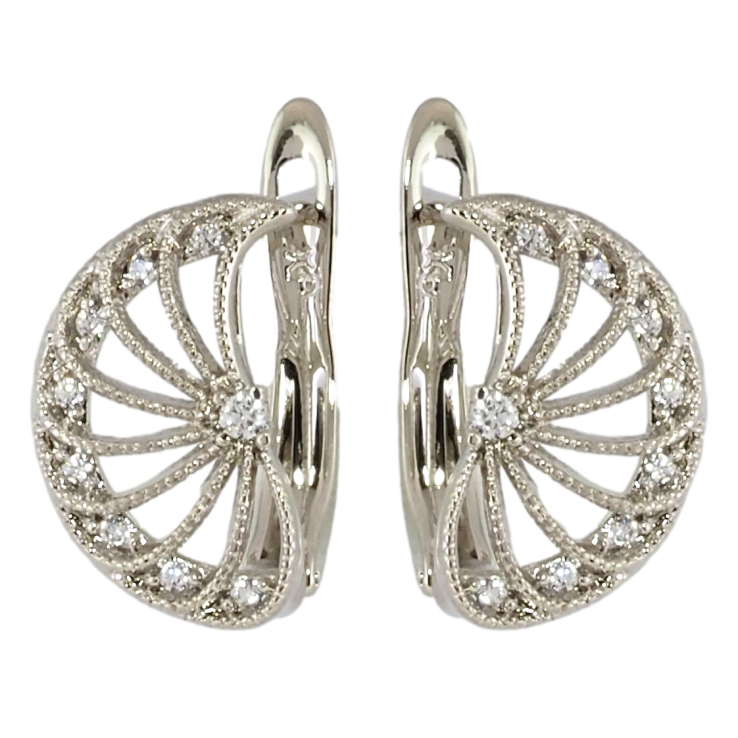 Серьги Xuping Родий английский замок Декоративный веер с цирконием фото №4 Серьги Xuping Родий английский замок Декоративный веер с цирконием фото №4