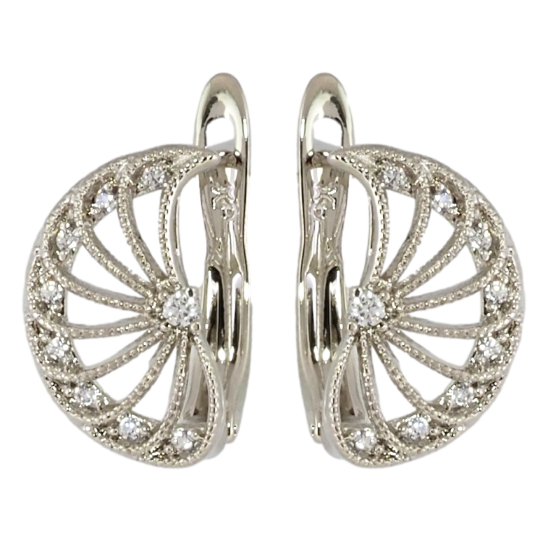 Серьги Xuping Родий английский замок Декоративный веер с цирконием фото №1