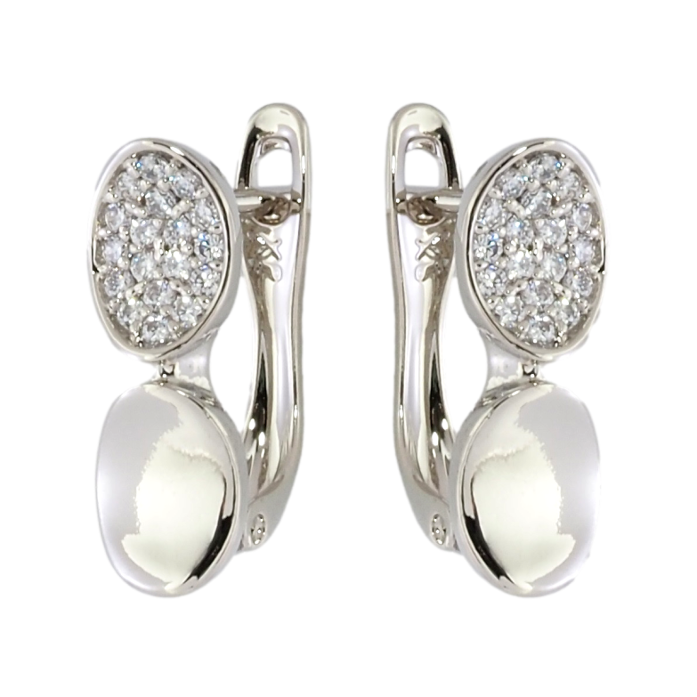 Серьги Xuping Родий английский замок Овалы с цирконием фото №1