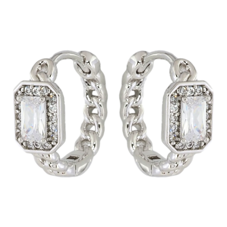 Серьги Xuping Родий колечки Узор цепочка с кристальной вставкой фото №5 Серьги Xuping Родий колечки Узор цепочка с кристальной вставкой фото №5