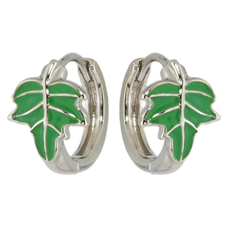 Серьги Xuping Родий колечки Зеленые листики фото №18 Серьги Xuping Родий колечки Зеленые листики фото №18