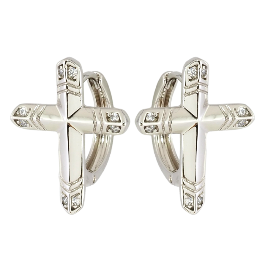 Сережки Xuping Родій колечка Хрестики з цирконієм фото №1