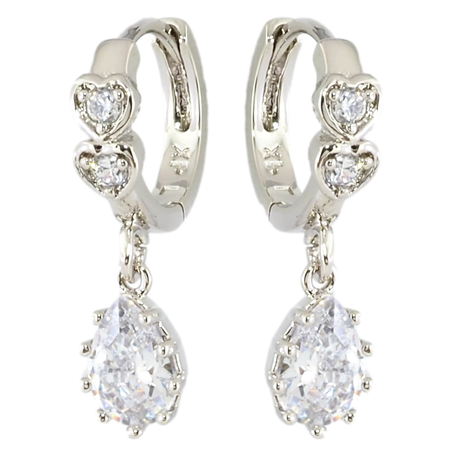 Сережки Xuping Родій підвіски на колечках Кристальні крапельки фото №1