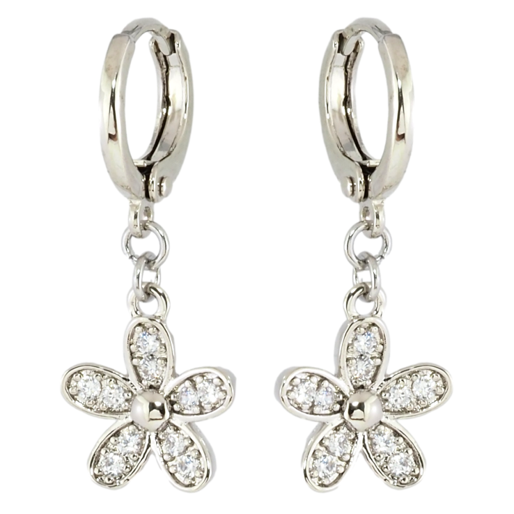 Сережки Xuping Родій підвіски на колечках Квіточки з цирконієм фото №25