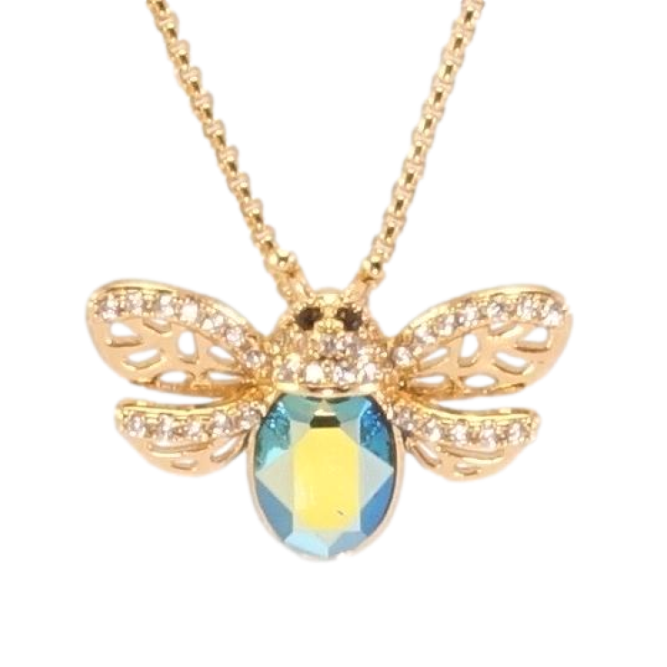 Кулон Xuping колір 18K з кр-ми Swarovski на ланцюжку Мушка з кристалом Aquamarine довжина 40-45см х 1мм фото №6