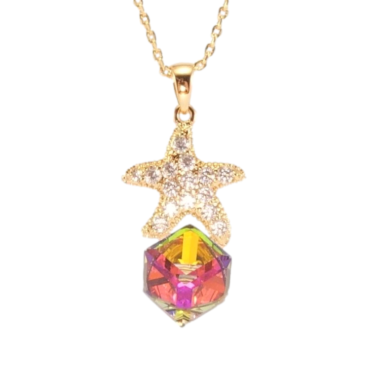 Кулон Xuping колір 18K з кр-ми Swarovski на ланцюжку Куб Vitrail Medium з морською зіркою довжина 40-45см фото №4 Кулон Xuping колір 18K з кр-ми Swarovski на ланцюжку Куб Vitrail Medium з морською зіркою довжина 40-45см фото №4