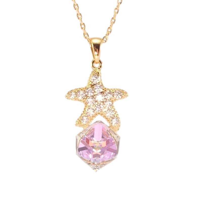 Кулон Xuping колір 18K з кр-ми Swarovski на ланцюжку Куб Tanzanite з морською зіркою довжина 40-45см х 1мм фото №1 Кулон Xuping колір 18K з кр-ми Swarovski на ланцюжку Куб Tanzanite з морською зіркою довжина 40-45см х 1мм фото №1