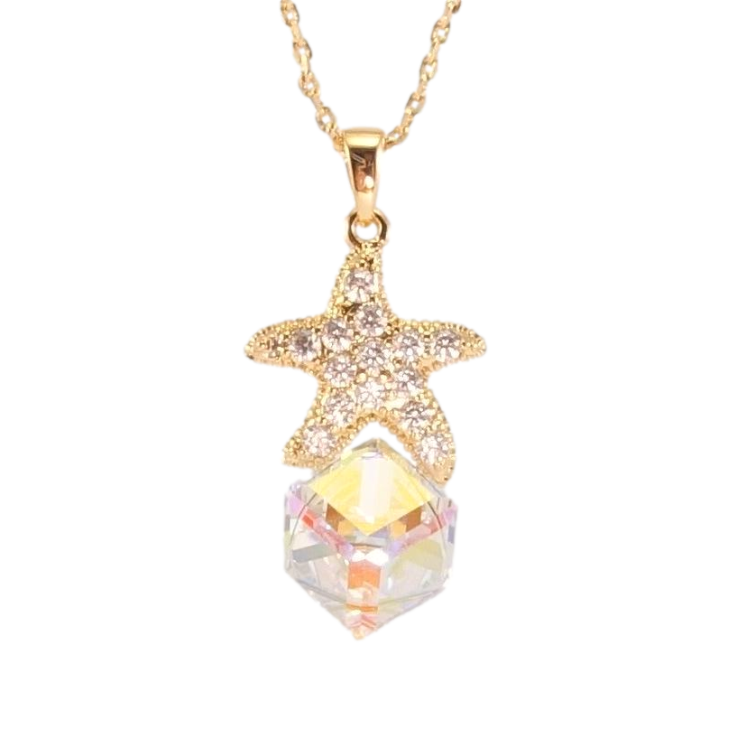 Кулон Xuping колір 18K з кр-ми Swarovski на ланцюжку Куб Shimmer з морською зіркою довжина 40-45см х 1мм фото №8