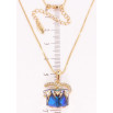 Кулон Xuping 18K с кр-ми Swarovski на цепочке Кристальный куб Capri Blue с бантиком длина 40-45см х 1мм фото №4