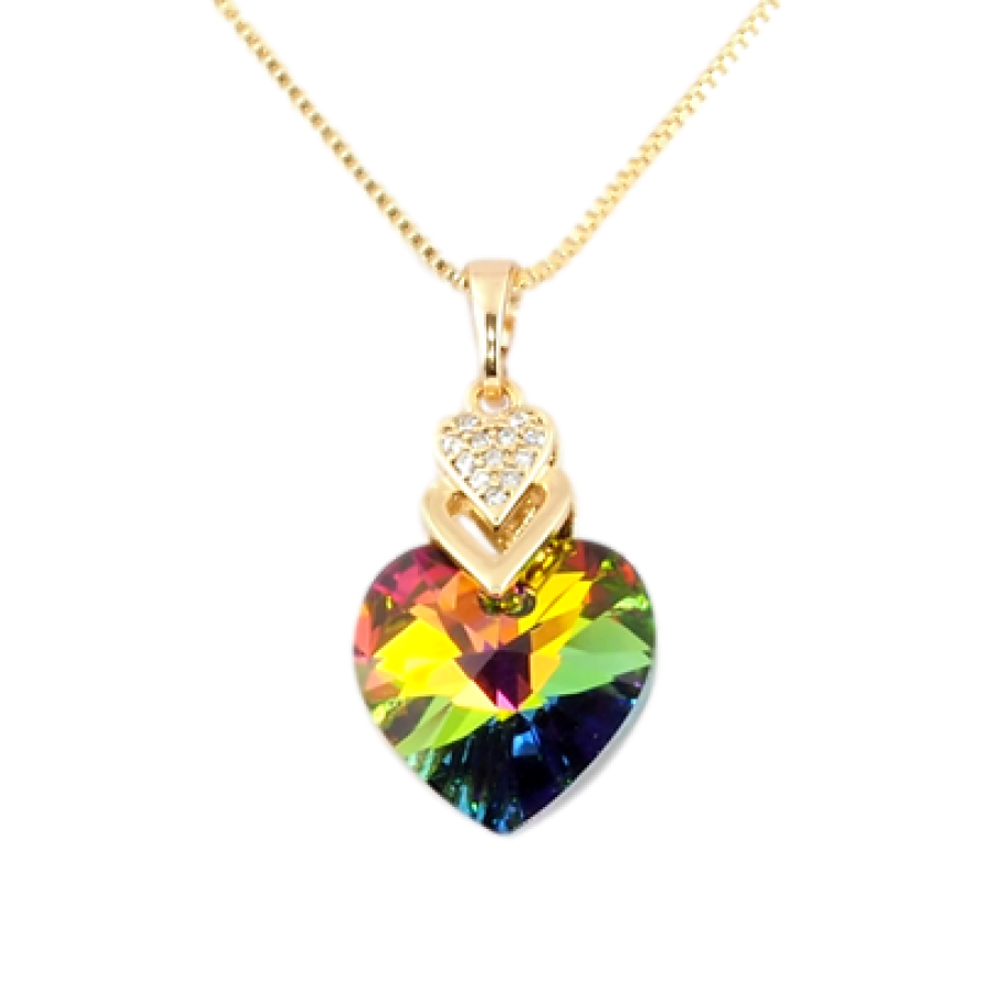 Кулон Xuping 18K з кр-ми Swarovski на ланцюжку Серце з кристалом Vitrail Medium дл. 40,5-46см х 1мм фото №1