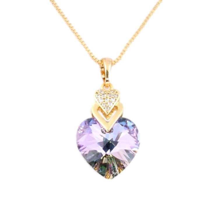 Кулон Xuping 18K з кр-ми Swarovski на ланцюжку Серце з кристалом Paradise Shine дл. 40,5-46см х 1мм фото №11
