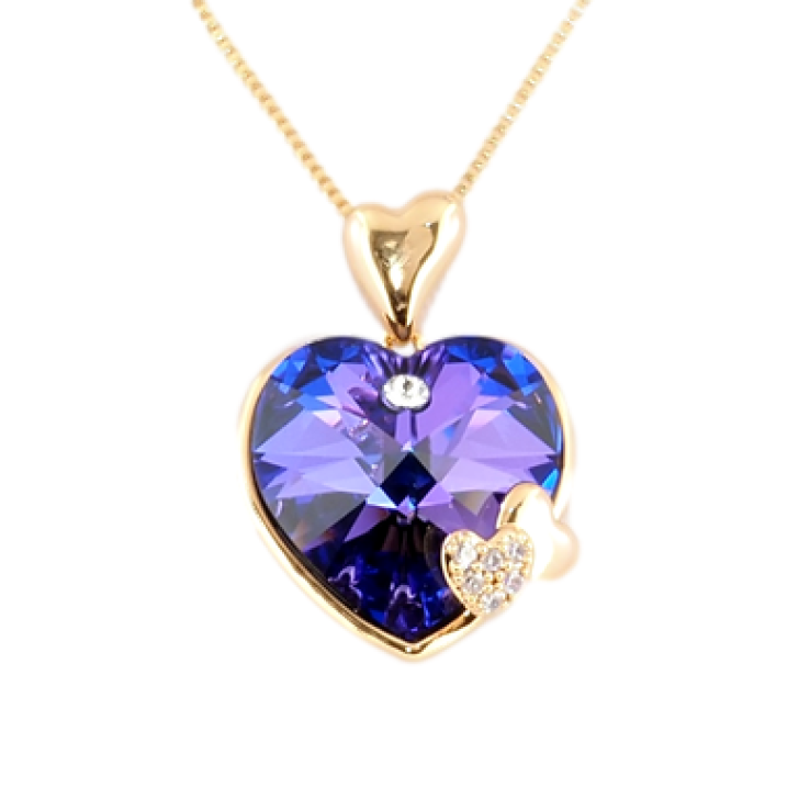 Кулон Xuping 18K з кр-ми Swarovski на ланцюжку Серця з кристалом Heliotrope дл. 41,5-46,5см х 1мм фото №7