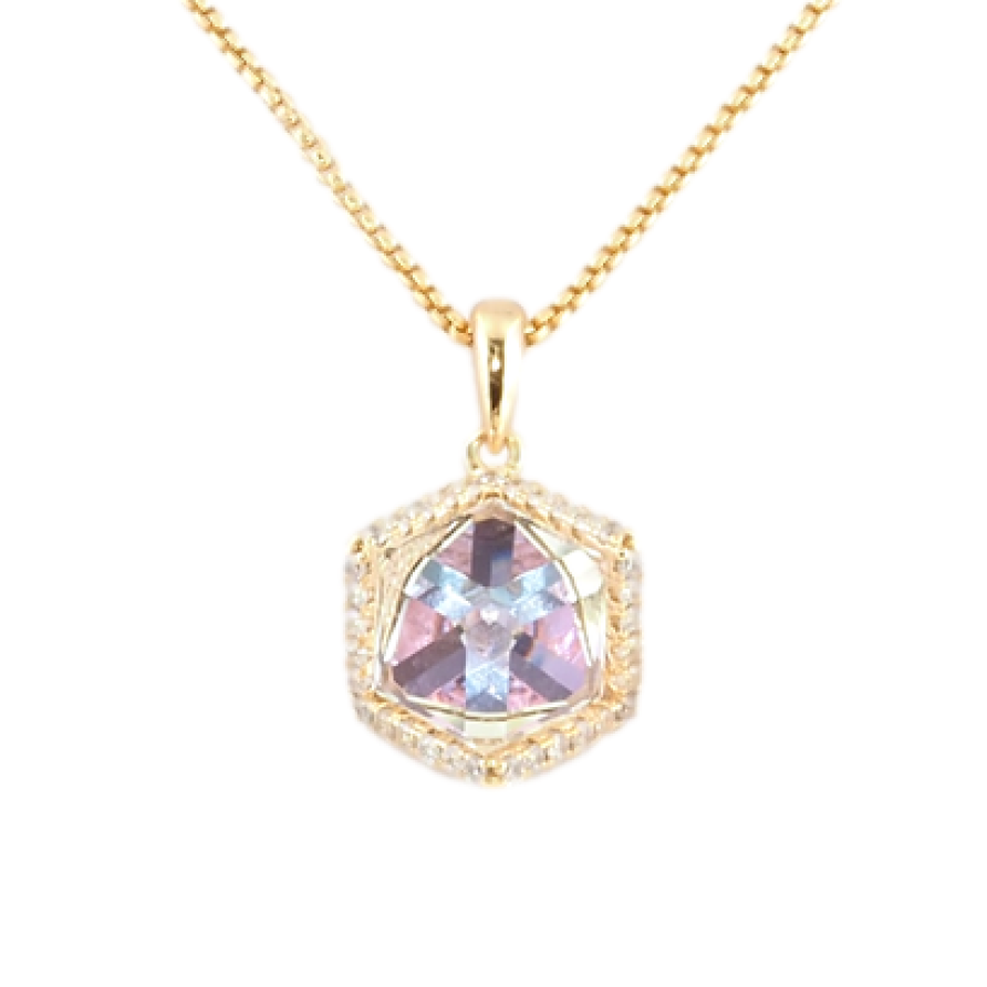 Кулон Xuping 18K з кр-ми Swarovski на ланцюжку Кристальний куб довжина 40,5-46см х 1мм фото №1